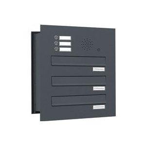 3er Briefkastenanlage Mauerdurchwurf Klingel ral 7016 Anthrazit