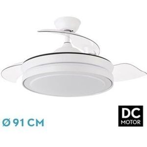 Fabrilamp - Deckenventilator mit 6-Gang-Klappflügeln mit LED-Beleuchtung (72 w 3CCT 6120 lm), IP20, weiße Farbe