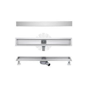 Duschrinne 70 cm Befliesbar 360° Duschablauf Extra Flach Duschelement Edelstahl Complettset, Siphon mit Geruchsstop und Haarsieb Größen 50cm -90cm