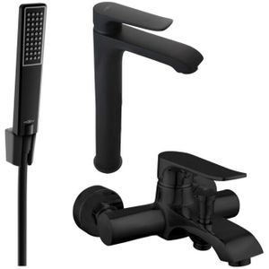 Pecos R72 Badewannenset, Schwarz - 72713R72-70 - Mexen