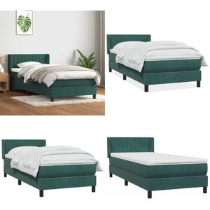 Vidaxl - Boxspringbett mit Matratze Dunkelgrün 80x210 cm Samt
