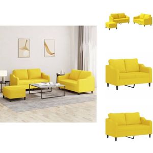 Vidaxl - 3-tlg. Sofagarnitur mit Kissen Hellgelb Stoff - Couchgarnitur - Esszimmertisch - Wohnzimmer Dekoration - Gemütliches Sofa - Hellgelbes Sofa