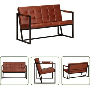The Living Store 2-Sitzer-Sofa Braun Echtes Ziegenleder - Ledersofa - 2-Sitzer Sofa - Couch - Vintage Sofa - Braun Sofa