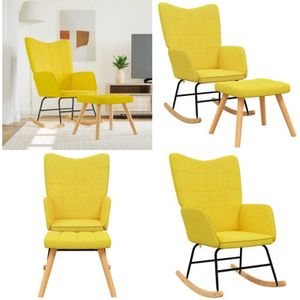 Vidaxl - Schaukelsessel mit Hocker Senfgelb Stoff - Schaukelstuhl - Sessel - Lounge Chair - Entspannungsstuhl - Polstersitz - Home & Living