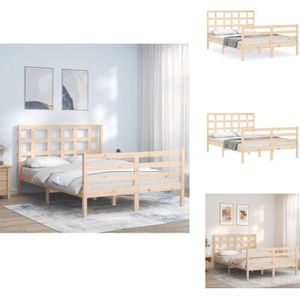 Massivholzbett mit Kopfteil 140x200 cm - Holzbett - Kiefernholzbett - Massives Holzbett - Boxspringbetten - Doppelbett