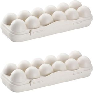 2er-Pack Eierkartons für den Kühlschrank – Kunststoff – für 12 Eier – mit Deckel (Khaki)