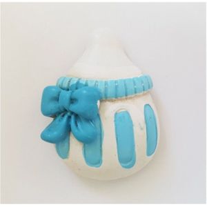 Trade Shop Traesio - Trade Shop - 12 stück babyflaschen gunst blau keramik magnet taufe geburt gefälligkeiten -