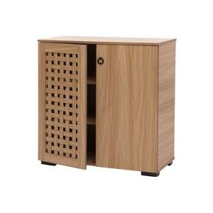 Kommode HHG 355, Sideboard Schrank Anrichte, 3D-Flecht-Design 2 Türen 3 Staufächer Soft-Close, 82x80x37cm braun