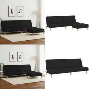 Vidaxl - Schlafsofa 2-Sitzer mit Fußhocker Schwarz Stoff - Schlafsofa - Couch - Gästebett - Wohnzimmereinrichtung - Schlafzimmermöbel - Home & Living