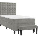Jinlefu - Boxspringbett mit Matratze Hellgrau 80x200 cm Samt vidaXL