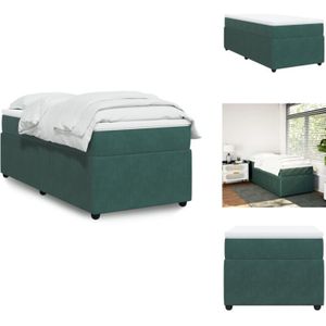 Vidaxl - Boxspringbett mit Matratze Dunkelgrün 100x200 cm Samt - Boxspringbett - Boxspringbetten - Bett - Bett Mit Stauraum