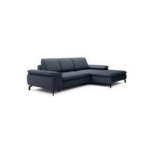 Vente-unique - Ecksofa mit Schlaffunktion - Ecke rechts - Strukturstoff - Blau - archibald