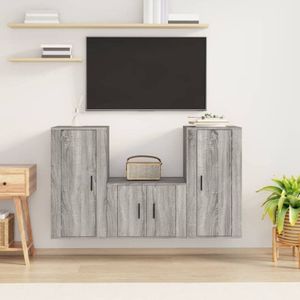 Torana - 3-tlg. TV-Schrank-Set Grau Sonoma Holzwerkstoff