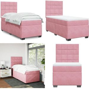 Vidaxl - Boxspringbett mit Matratze Rosa 90x190 cm Samt - Boxspringbett - Samtbett - Rosa Bett - Doppelbett - Kinderzimmerbett - Home & Living