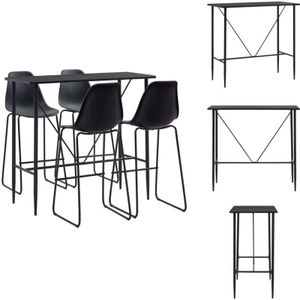 Vidaxl - 5-tlg. Bar-Set Kunststoff Schwarz - Bartisch - Kücheninsel - Barhocker - Essbereich - Modernes Wohnzimmer