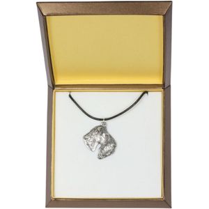 Kerry Blue Terrier, Irish Blue Terrier - Hundekette in Geschenkbox, versilbertes Medaillon für Hundefans, eindrucksvoller Anhänger von Art-Dog