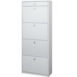 Schuhschrank mit vier Türen und einer oberen Schublade Esche Weiß 63x29x h164 cm