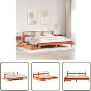 VidaXL Massivholzbett mit Regal ohne Matratze Wachsbraun 180x200 cm