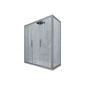 Forte - Eck-Duschkabine in pvc 90x150 Klarglas Silver Glam Duo