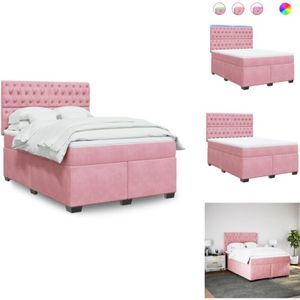 Boxspringbett mit Matratze Rosa 160x200 cm Samt - Boxspringbett - Boxspringbetten - Bett - Betten