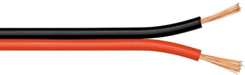 Lautsprecherkabel rotschwarz, 100 m Spule, Querschnitt 2 x 0,5 mm², CU. Kabellänge 100 m