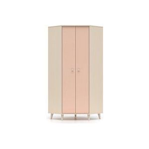 Eckkleiderschrank 2 Türen Alycia Beige und Rosa