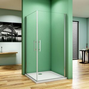 Duschparadies-de - B:80xT:80x180cm Schwingtür Duschtür esg Nano-Glas Eckeinstieg Duschabtrennung Dusche Duschkabine