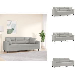 Vidaxl - 3-Sitzer-Sofa mit Kissen Hellgrau 180 cm Mikrofasergewebe - 3-Sitzer-Sofa - Couch - Wohnlandschaft - Hellgraues Sofa - Microfaser Sofa