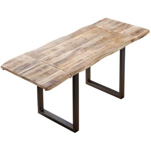 Esstisch Baumkante Mango natur 200 (300) x 100 cm Ansteckplatten schwarz noar