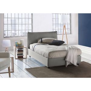 Quadratisches und halbes Bett Dbegi, Containerbett mit Stoffbespannung, 100% Made in Italy, Frontöffnung, passend für Matratze 120x200 cm, Grau