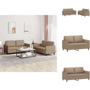 Vidaxl - 2-tlg. Sofagarnitur mit Kissen Cappuccino-Braun Kunstleder - Couch - Sofa Garnitur - Wohnlandschaft - Ledercouch - Design Sofa