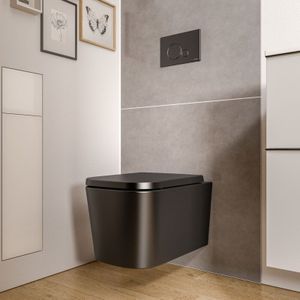 Wc wandhängend Bernstein lavoa spülrandlos inkl. WC-Sitz mit Absenkautomatik Farbe: Schwarz matt