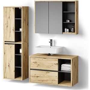 Badmöbel-Set Vomano, Artisan-Eiche, 3 Teile Livinity