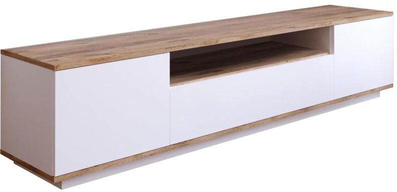 Cotecosy - TV-Möbel mit 3 Türen & 1 Ablagefach - Weiß & Holzfarben - lotula