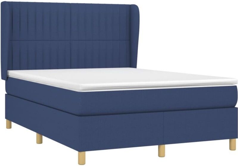 Vidaxl - Boxspringbett mit Matratze Blau 140x200 cm Stoff
