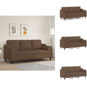 Vidaxl - 3-Sitzer-Sofa mit Zierkissen Braun 180 cm Stoff - 3-Sitzer-Sofa - Wohnlandschaft - Couchtisch - Sessel - Ledercouch