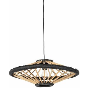 Orientalische Hängelampe Bambus mit Schwarz 60 cm - Evalin
