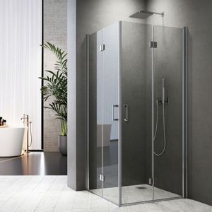 Boromal - Duschkabine Eckeinstieg 90x120cm Duschabtrennung Falttür Dusche Duschwand Eckdusche 6mm esg Glas mit Nano 195cm