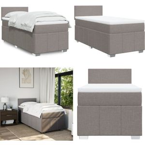 vidaXL Boxspringbett mit Matratze Taupe 100x200 cm Stoff