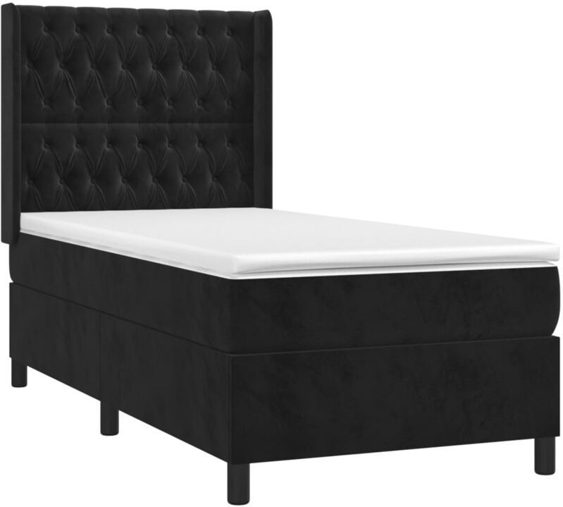 Jinlefu - Boxspringbett mit Matratze Schwarz 80x200 cm Samt vidaXL