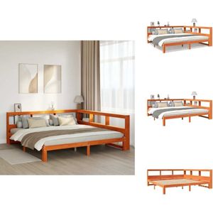 Vidaxl - Massivholzbett mit Regal ohne Matratze Wachsbraun 180x200 cm - Bett Mit Regal - Bett Mit Bücherregal - Holzbett Mit Regal - Holzbett Mit