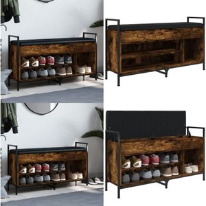 Vidaxl - Schuhbank Räuchereiche 105,5x32x57,5 cm Holzwerkstoff - Schuhbank - Flurbank - Garderobe - Einbaubank - Möbel - Home & Living