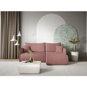 Ecksofa Sofa mit Schlaffunktion CALGARY Stoff Curio Rose Ottomane Rechts