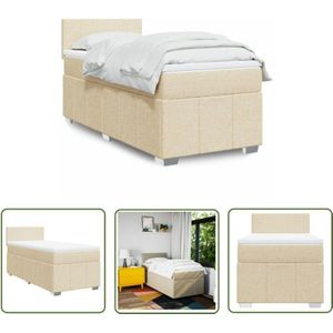 VidaXL Boxspringbett mit Matratze Creme 100x200 cm Stoff