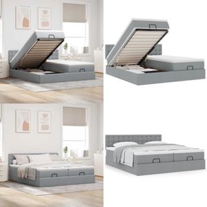 Vidaxl - Ottoman-Bett mit Matratzen Hellgrau 200x200 cm Stoff