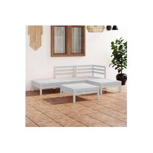 5-tlg. Garten-Lounge-Set Massivholz Kiefer Weiß