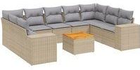 Vidaxl - 10-tlg. Garten-Sofagarnitur mit Kissen Beige Poly Rattan