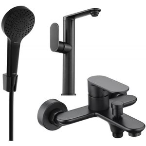 Milo R05 Badewannenset, Schwarz - 713153R05-70 - Mexen