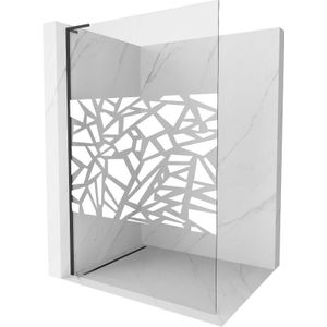 Mexen Kioto L Duschwand Walk-in 80 x 200 cm, weißes Muster, schwarz - 800-080-103-70-85
