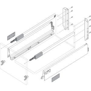 Tandembox antaro D-Reling Schubladenschienen-Set 1 Paar, 65kg 600mm Vollauszug otion, grau - Blum